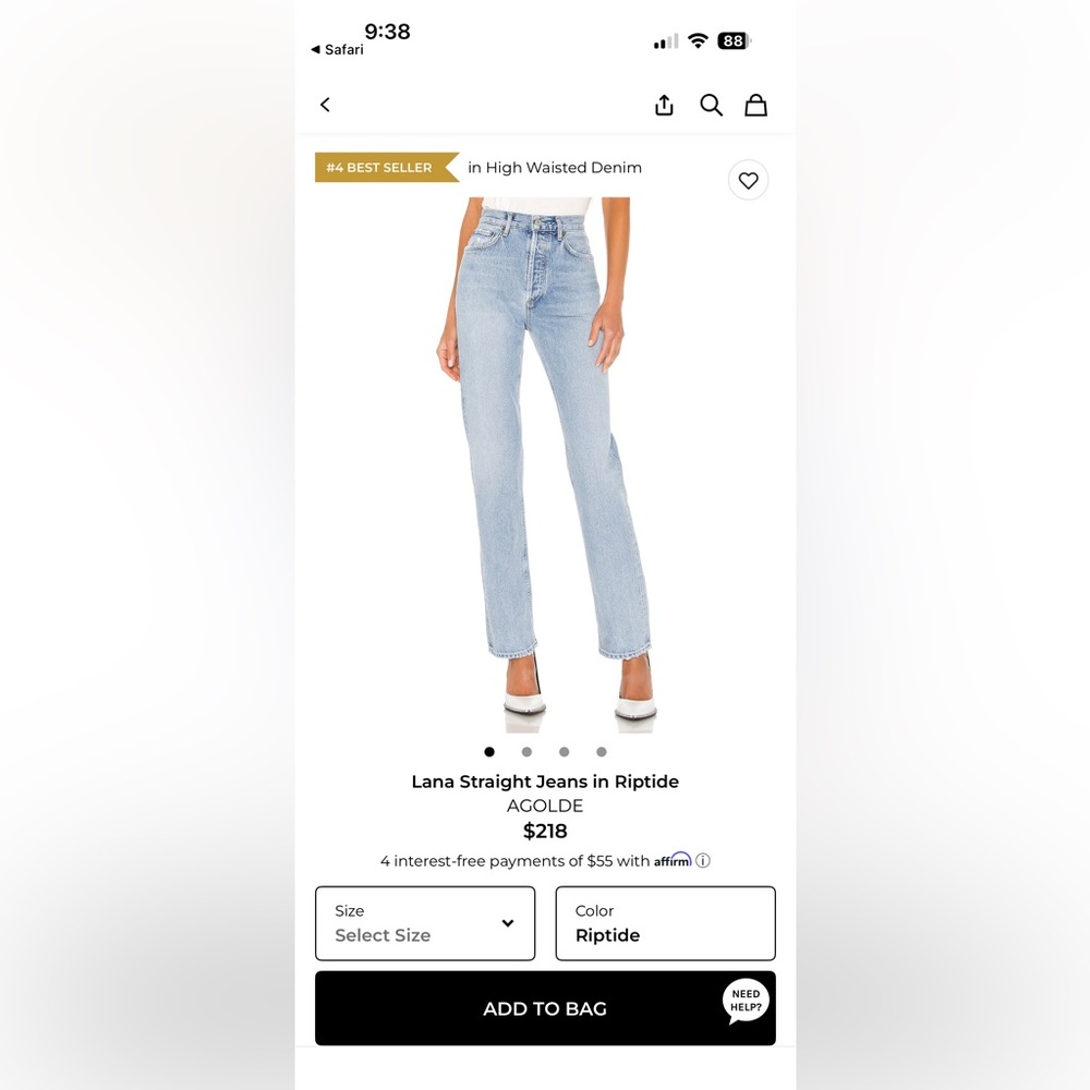 Agolde Lana Jeans size 27